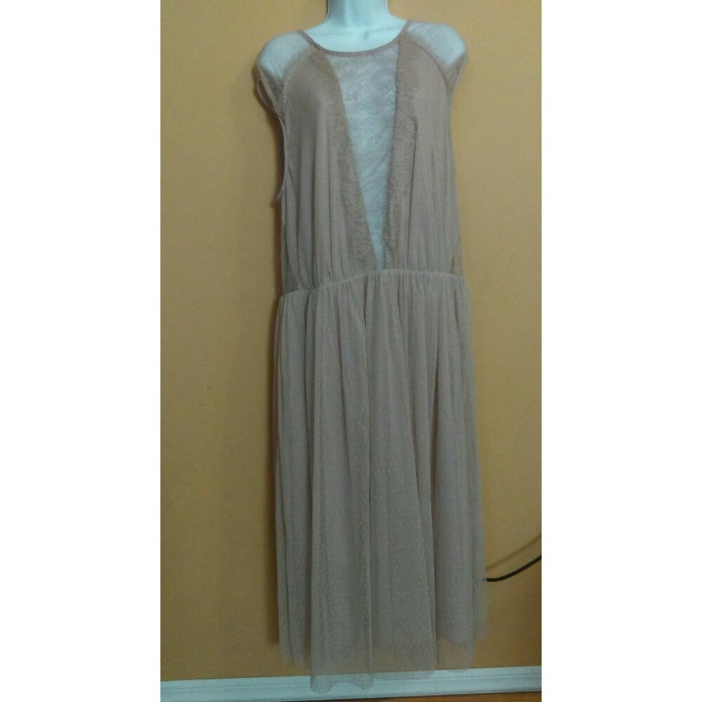 ASOS Mistyrose Lace Formal Sleeveless See Through Layered Pink Dress Tall Sz 16